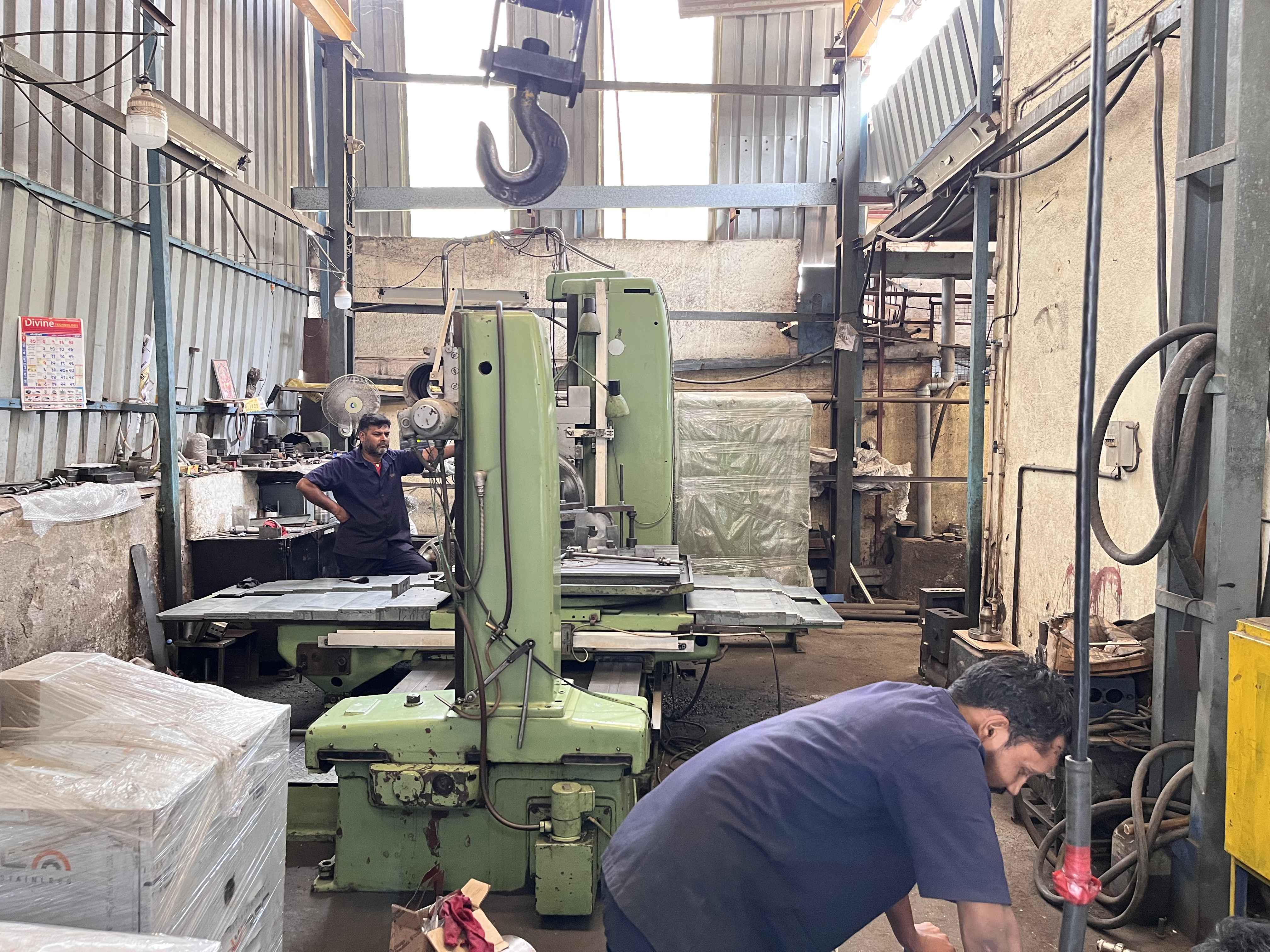 Manufacturing factory floor with heavy machinery